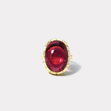 28.55ct Oval Pink Tourmaline Cabochon Heirloom Bezel Ring