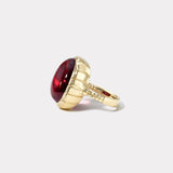 28.55ct Oval Pink Tourmaline Cabochon Heirloom Bezel Ring