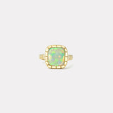 3.15ct Square Cabochon Australian Opal Heirloom Bezel Ring