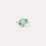 4.08ct Pear Aquamarine Heirloom Bezel Ring