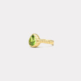 4.12ct Pear Green Tourmaline Heirloom Bezel Ring