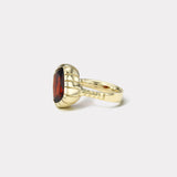 6.16ct Tilted Step-cut Cushion Garnet Heirloom Bezel Ring