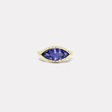 4.47ct E/W Marquise Tanzanite Heirloom Bezel Ring