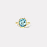 5.25ct Oval Aquamarine Heirloom Bezel Ring