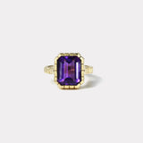 5.32ct Emerald Cut Amethyst Heirloom Bezel Ring