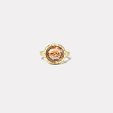 5.42ct Round Peach Tourmaline Heirloom Bezel Ring