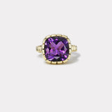 6.10ct Amethyst Cushion Heirloom Bezel Ring