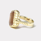 6.1ct Tilted Emerald Cut Pink Tourmaline Heirloom Bezel Ring