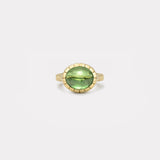 7.23ct Cabochon Oval Tsavorite Heirloom Bezel Ring