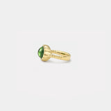 7.23ct Cabochon Oval Tsavorite Heirloom Bezel Ring