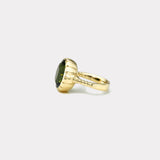 7.27ct Oval Green Tourmaline Heirloom Bezel Ring