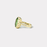 7.2ct Oval Green Tourmaline Heirloom Bezel Ring