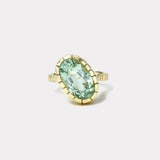 7.71ct Oval Green Tourmaline Heirloom Bezel Ring