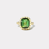 7.97ct Cushion Green Tourmaline Heirloom Bezel Ring