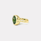 9.32ct Oval Green Tourmaline Heirloom Bezel Ring