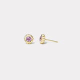 .65 Round Pink Sapphire Heirloom Bezel Stud Earrings
