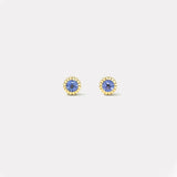 .72 Round Blue Sapphire Heirloom Bezel Stud Earrings