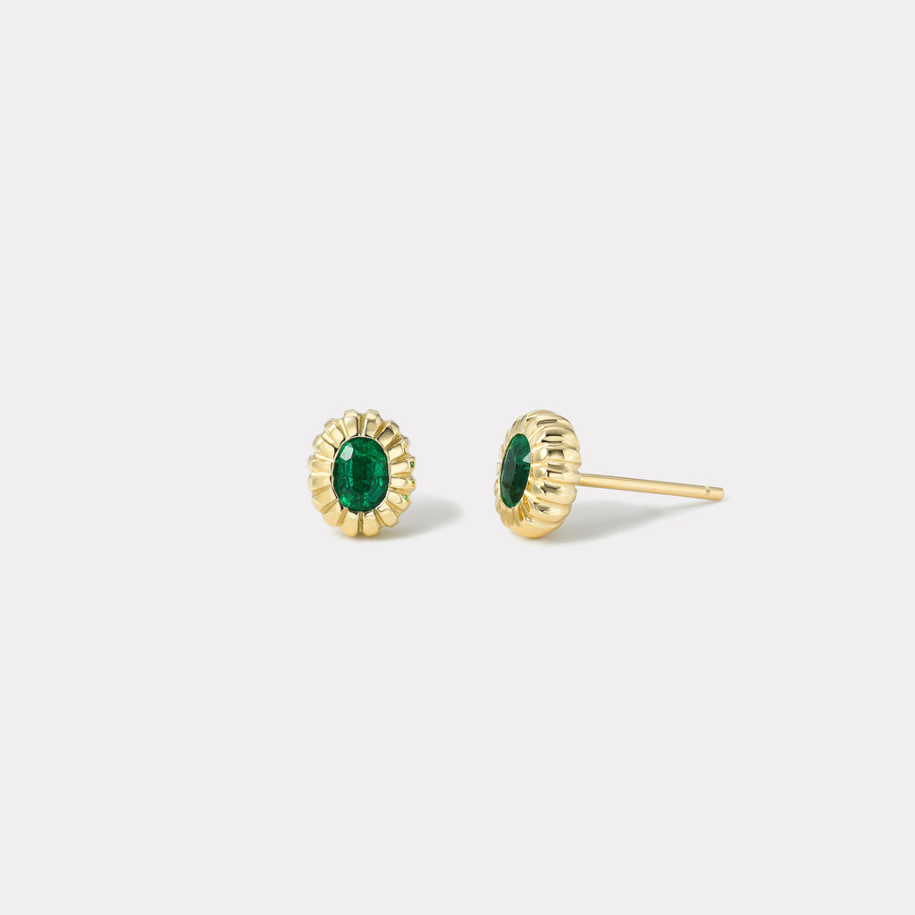 .48ct Oval Emerald Heirloom Bezel Stud Earrings