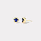 2.09ct Heart Blue Sapphire Heirloom Bezel Stud Earrings