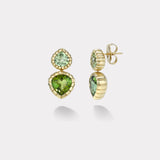 Double Stone 2.38ct Mint Tourmaline & 6.48ct Green Tourmaline Heirloom Bezel Stud Earrings