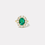 3.27ct Oval Emerald Diamond Heirloom Bezel Ring