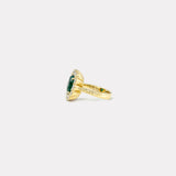 3.27ct Oval Emerald Diamond Heirloom Bezel Ring
