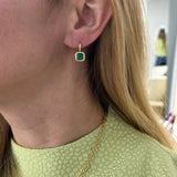 1.88ct Emerald Cut Emerald Heirloom Bezel Earrings