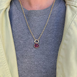 6.71ct Cabochon Oval Rubellite Vein Pendant
