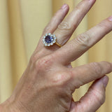 4.7ct Purple Sapphire Heart and Diamond Heirloom Bezel Ring