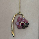 Large Bond Flower with a 2.43ct Cushion Rhodolite Garnet in Rhodonite and Dendrite