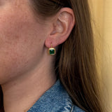 3.11ct Emerald Cut Emerald Bounce Earrings