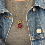 36.09ct Cabochon Oval Rubellite Vein Pendant