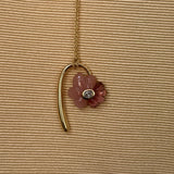 Petite Bonded Flower Pendant with Guava Quartz and Pink Tourmaline