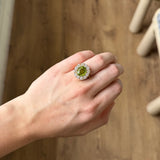 6ct Oval Green Tourmaline and Diamond Heirloom Bezel Ring