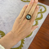 6.92ct Aquamarine in Hand Carved Black Jade Lollipop Ring