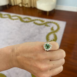 2.78ct Green Tourmaline Diamond Heirloom Bezel Ring