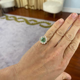 2.78ct Green Tourmaline Diamond Heirloom Bezel Ring