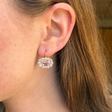6.11ct Oval Lavender Kunzite Diamond Heirloom Bezel Earrings