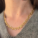 Petite All Gold Graduated XO Necklace with 1.25cttw Diamonds
