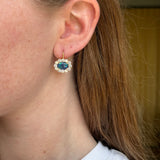 2.78ct Oval Australian Opals with Diamond Halo Heirloom Bezel Earrings
