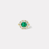 1.66ct Oval Emerald Diamond Heirloom Bezel Ring