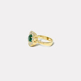 1.66ct Oval Emerald Diamond Heirloom Bezel Ring