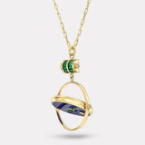 Grandfather Compass Pendant with Lapis and Emerald