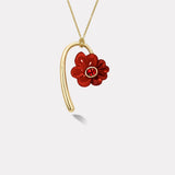 Large Flora Pendant with a 2.32ct Spessartite Garnet in Carnelian and Spessartite Garnet