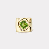 Impetus Interlocking Puzzle Ring with 3.34ct Emerald Cut Green Tourmaline