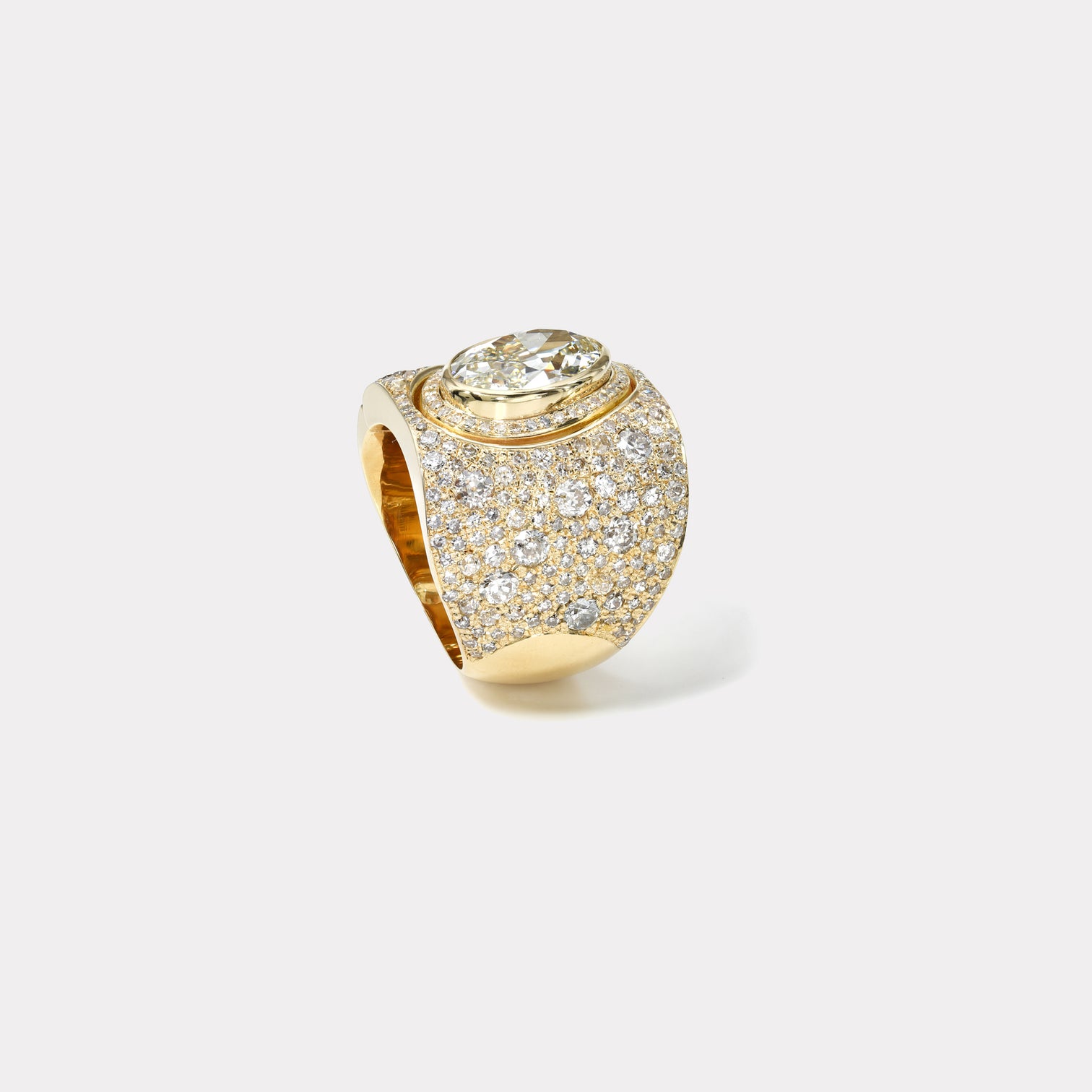 4.14ct Vintage Oval Diamond with Pavé Impetus Interlocking Puzzle Ring ...