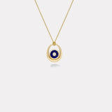 Midi Compass Pendant with Lapis Looped on a 26" Thin Rolo Chain