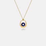 Midi Compass Pendant with Lapis Looped on a 26" Thin Rolo Chain