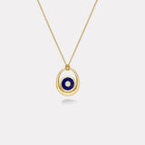 Midi Compass Pendant with Lapis Looped on a 26" Thin Rolo Chain