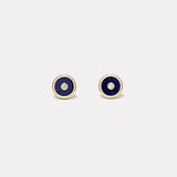 Mini Compass Stud Earrings with Lapis